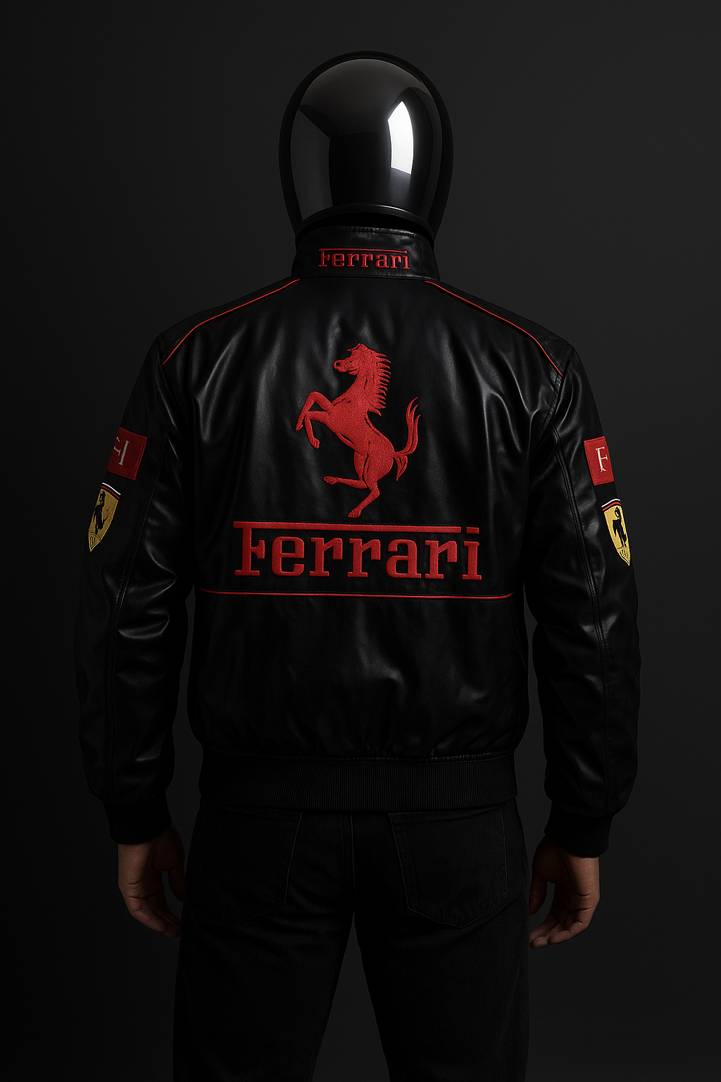 LEATHER FERRARI VINTAGE RACING JACKET